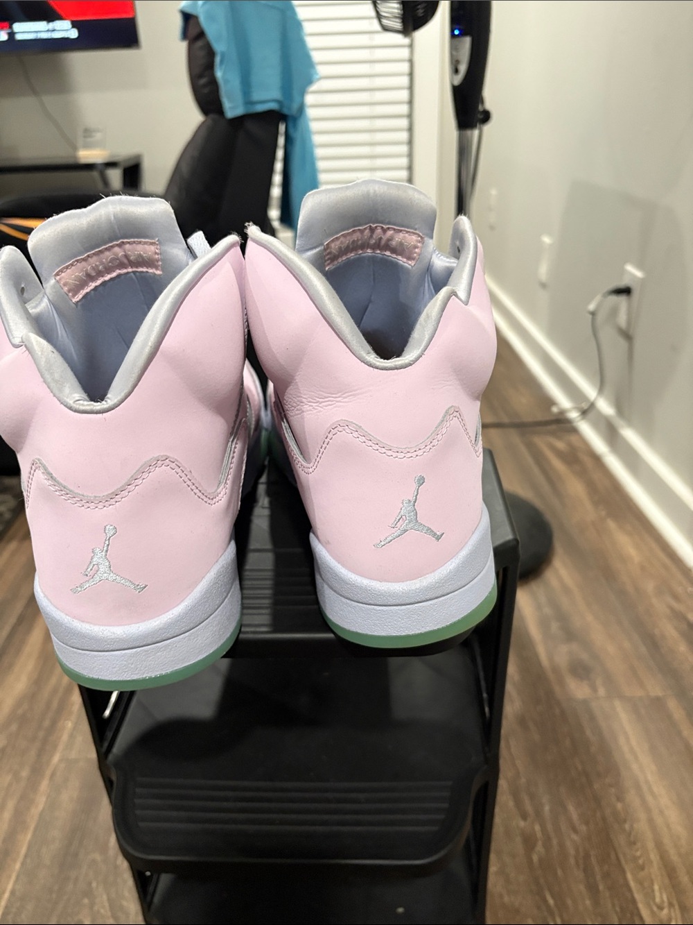 Jordan Retro High Top Sneakers in Pink and Gray - Picture 3 of 9